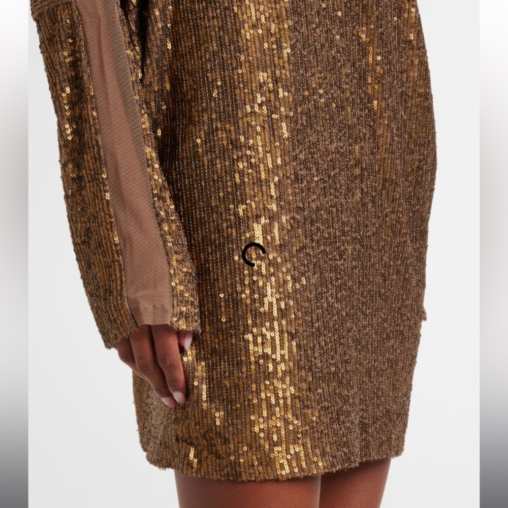 Norma Kamali Bronze Sequin Long Sleeve Dress - Picture 3 of 13